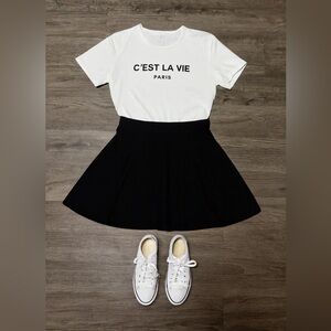 White Graphic Tee with 'C'est La Vie Paris' Print